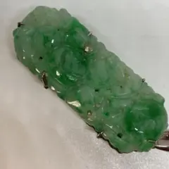 040523 翡翠　実と花　帯留め　ネックレス金具付き　金属刻印wcn