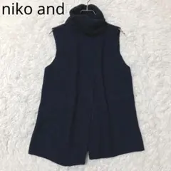 ニコアンド　ノースリーブニット　タートルネック　ウール　カシミヤ混　ネイビー