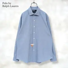 ラルフローレン CUSTOMFIT 00s ブロード チェック シャツ 青 XL