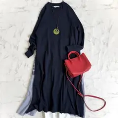極美品✨ビアズリー 後ろ裾刺繍ワンピース デニム ロングワンピース A