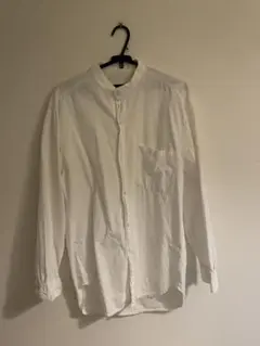 M ホワイト 無地 シンプル メンズ シャツ USA古着 長袖