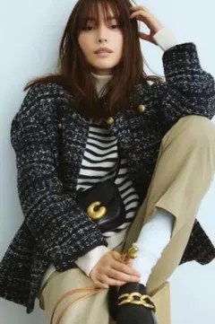 【Mila Owen】ノーカラーツイードジャケット ブラック ツイードジャケット