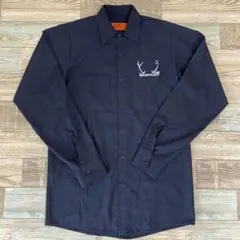 RED KAP 長袖ワークシャツ ネイビー Sサイズ 鹿角プリント