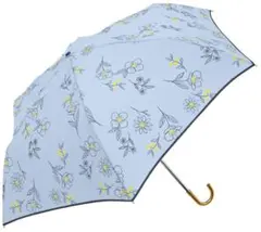 【新品】水色花柄折りたたみ傘　晴雨兼用