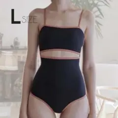 パイピング ワンピース スイムウェア L ブラック ピンク 新品未使用 美品