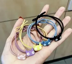 猫の顔チャーム付きヘアゴム5個セット