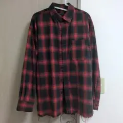 JUNGLE STORM オンブレチェックシャツ 赤黒 M