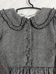 merry jenny フリルカラーミニワンピース 白黒 ギンガムチェック