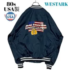 80s90sヴィンテージUSA製 WESTARKスタジャン 紺色 L ジャンパー