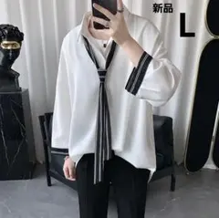 人気！ネクタイ付き オーバーサイズ ホワイト シャツ ストライプネクタイ