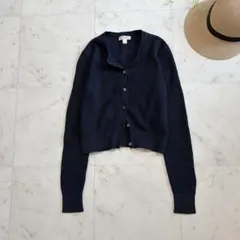 Brooks Brothers 波型ワッフル　クルーネックカーディガン　ネイビー