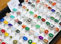 [48] 天然石 ファッションリング 100点 指輪 Nz8-250912C2