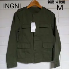 INGNI レディース　ミリタリー　ノーカラージャケット カーキ　M