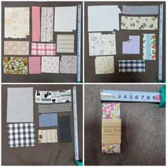 ファブリックステッカー　布シール　赤ピンク系　青系　黒系　ハンドメイド　リメイク