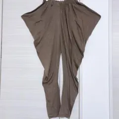 ブラウン サルエルパンツ 綿100% ゆったり変形ブラウン ウエストゴム 個性派