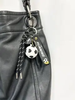 じゃらじゃら キーホルダー サッカー パラコード ブラック