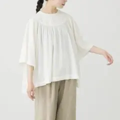 vent blanc ⿻ コットン コンビネーション プルオーバー ギャザー 夏 