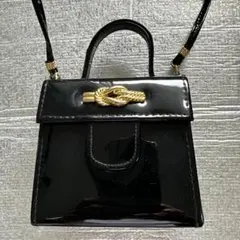 エナメル ボックス ミニバッグ ロープ金具 【未使用品】ブラック
