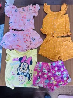 【80〜95cm】女の子 夏服3点セット 半袖 上下セット ミニーあり 保育園着