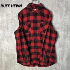 T-2619 RUFF HEWN ネルシャツ チェック柄 M レッド×ブラック