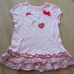 miki house フリル付きピンクTシャツ　120