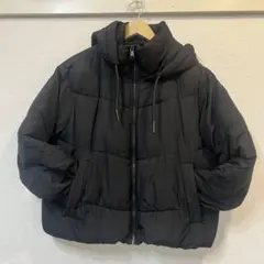 ZARA ザラ パフジャケット 中綿 Sフード付 黒
