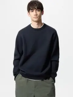 未使用 UNIQLO ウォッシャブルミラノリブクルーネックセーター M ネイビー