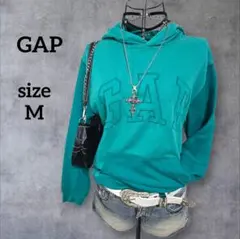 y2k 平成ギャル ギャップ GAP アーチロゴ パーカー 刺繍 グリーン