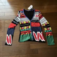 新品　値下げ　薄手ニットカーディガン　個性的な色柄