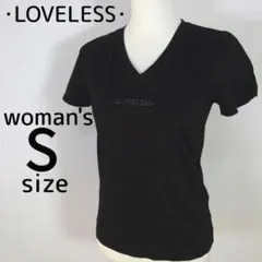 ラブレス　LOVELESS　レディース　S　Vネック　ブラック　黒　無地　半袖のサムネイル