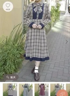 チェック切替シャツワンピース