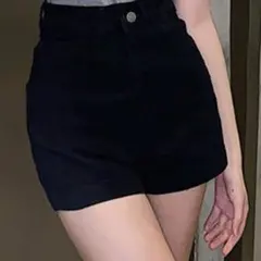 shein ブラックデニムショートパンツ ハイウエスト