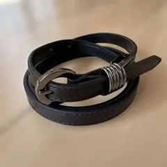 本革 ブラックベルト リングバックル レディース 細ベルト おしゃれ