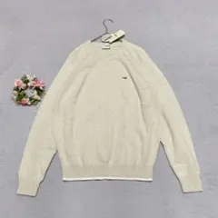 新品タグ【クロコダイル】クルーネック ニット 綿混 ワンポイント 刺繍 M