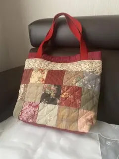 パッチワークキルティングトートバッグ