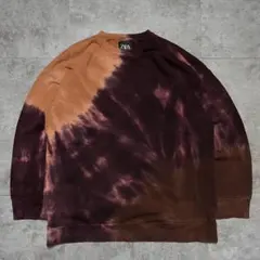 ZARA スウェット タイダイ染め ボルドー ブラウン 無地