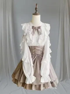 y2k フリルブラウス コルセット風 レースアップ ワンピース 姫系 量産型 白