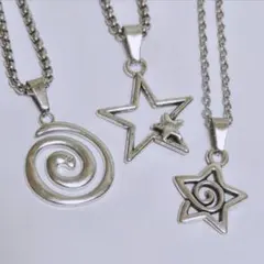 シルバーネックレス3点セット｜渦巻き｜星