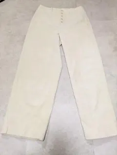 パラスパレス 日本製 コーデュロイ ストレートパンツ ストレッチ 白 サイズ2のサムネイル