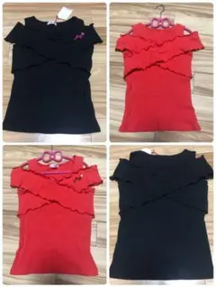 新品ALGYアルジー　クロスオフショルトップス150ブラック　大人可愛い