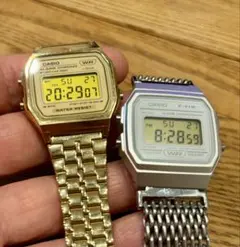 CASIO デジタル腕時計 ゴールドカラー(A158w) イエロー液晶カスタム