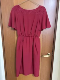 結婚式 パーティドレス ワンピース フォーマルドレス エレガント 赤ワンピース