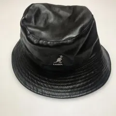 KANGOL 黒 バケットハット 合成皮革　リバーシブル