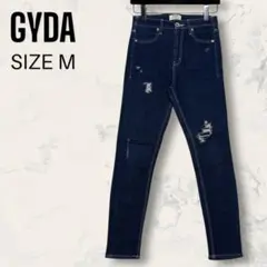 GYDA ワンウォッシュ インディゴ ダメージ スキニー デニム パンツ