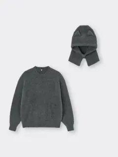 GU GIRLSネコミミネックウォーマー付きセーター(長袖)JR