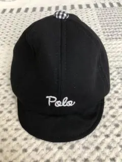Polo 刺繍の黒いベビー帽子44センチ