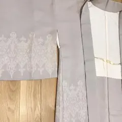 着物　羽織　マジョリカ　お召し　ラベンダーグレー