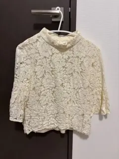 ロペピクニック　アイボリー レース 五分袖ブラウス