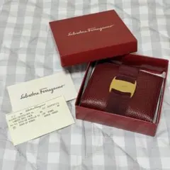 美品【フェラガモ】ferragamo ヴァラ　二つ折り財布　ボルドー　赤　箱付のサムネイル