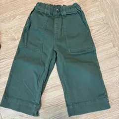 GLOBAL WORKダークグリーン ワイドレッグパンツＳ　キッズ